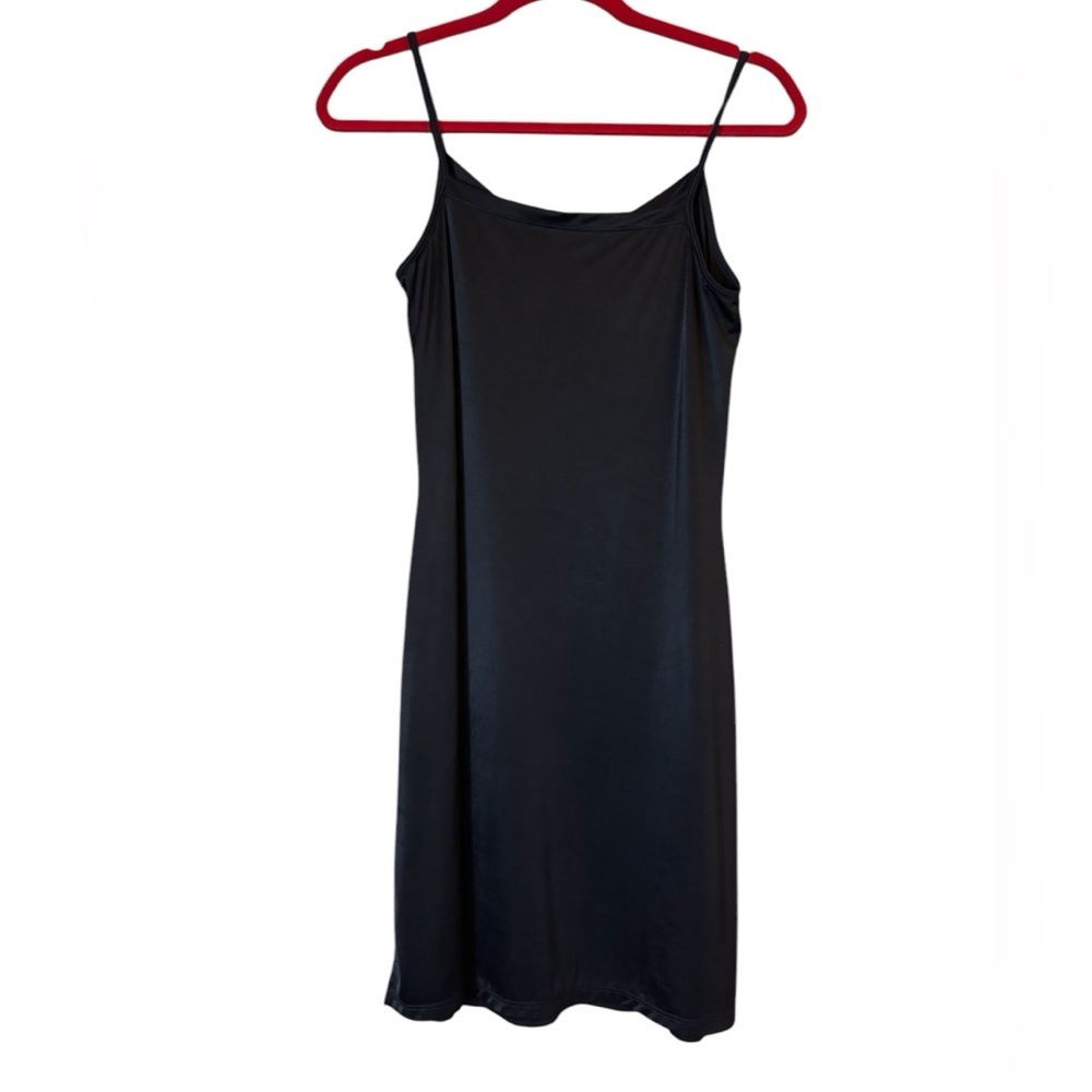 Vanity Fair Black Chemise Sleek Satin Slip